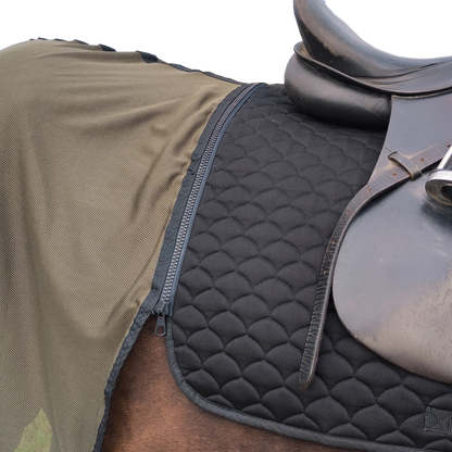 Dressurschabracke Daja Schwarz – 100 % Baumwolle mit Filzfüllung, Steppung, innovativ für Dressurpferde